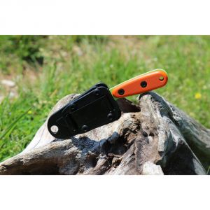 ESEE Izula Venom Green Fixed Blade Knife w/ Orange G10 Handles and Molded Polymer Sheath